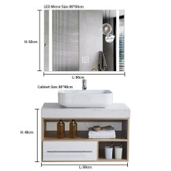 Factory Customized Oversized Wall Mount Bath Vanity Light Up Mirror Rectangle Touch Screen Smart Bathroom Mirror Led