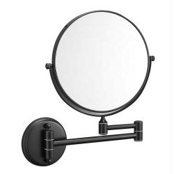 6 inch Foldable Mirror Bathroom Vanity Wall Mounted Makeup Mirror Black 1x 3x Magnification