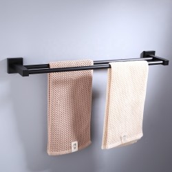 Cheap Bathroom Accessories Set Wall Mounted Black Towel Bar Towel Rack Aluminum Bathroom Organizer