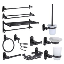 Modern Bathroom Accessories Set 6 Piece Black Shower Accessories Bathroom Hanging Organizer