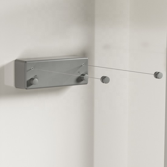 Stainless steel Double Line Gun grey Bathroom Flexible Retractable Clothesline Outdoor Hanger