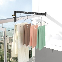 Home Space Saving Bathroom Laundry Black Wall Mount Drying Rack Clothes Aluminum