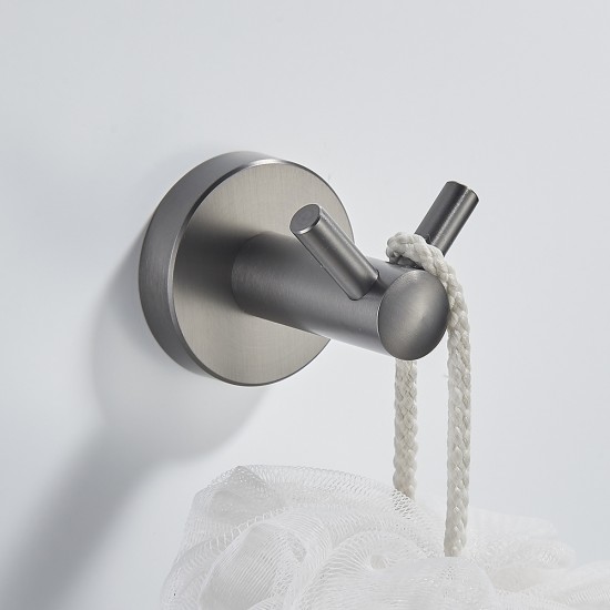 Modern 304 Stainless Steel Gun Grey Bathroom Accessories Wall Mounted Robe Hook Cloth Coat Hanger
