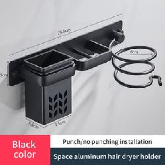 Hair Dryer And Straightener Holder Wall Mounted Bathroom Organizer Rack Shelves Accessories