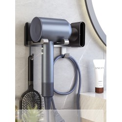 Metal Wall Mounted Bathroom Hair Styling Tools Organizer Shelf For Dyson Black/Gun Grey