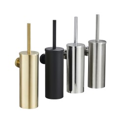 Brush Gold Tall Type 304 Stainless Steel Round Toilet Accessories Toilet Cleaning Brush Holder Wall
