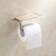 Stainless Steel WC Toilet Tissue Roll Paper Holder Stand With Phone Shelf Wall Mounted