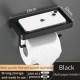 Aluminum Black Toilet Paper Holder Bathroom Storage Rack With Phone Shelf Wall Mounted